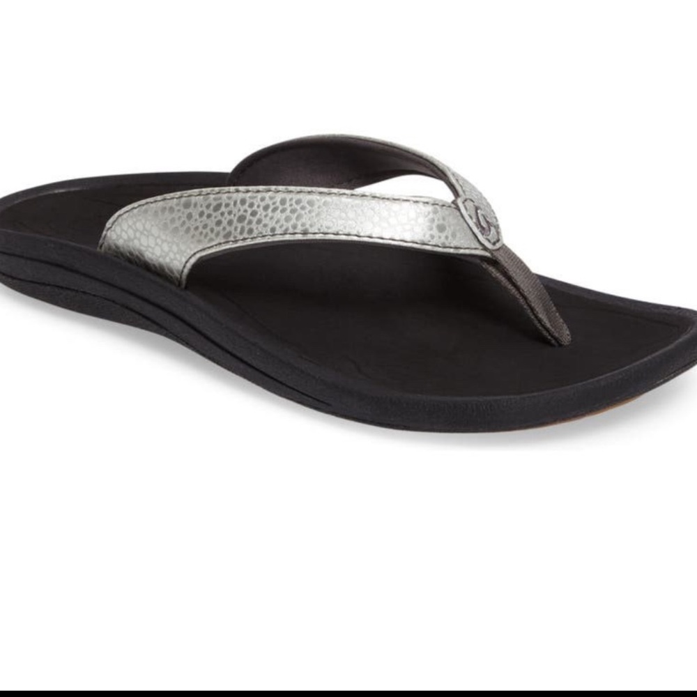 Olukai kulapa kai flip flops sandals womens sz 9 silver/black new